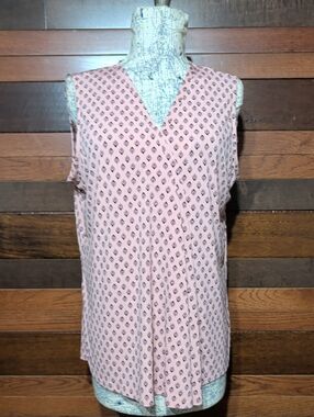 croft & barrow Pink Printed V-Neck Sleeveless Blouse